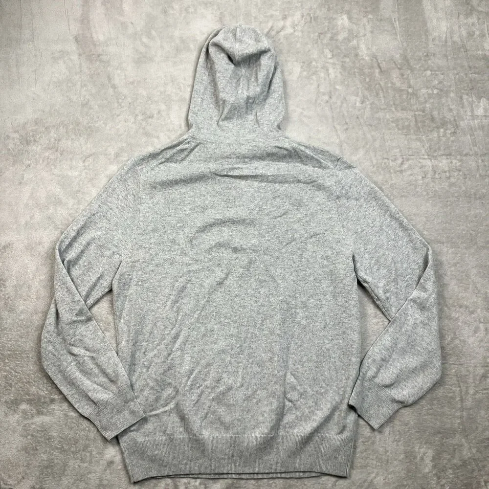 J Crew Cashmere Hoodie Mens L Gray Waffle Knit Minimalist Luxury Sweater BC474